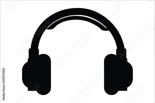 Headphones black silhouette vector, earphone black vector, Headphones clip art
