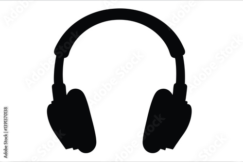 Headphones black silhouette vector, earphone black vector, Headphones clip art