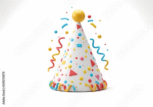Colorful 3D Party Hat with Confetti