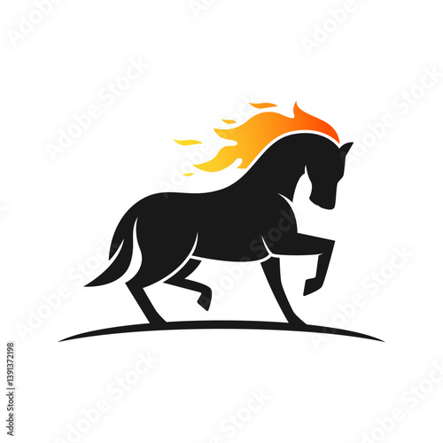 Fire horse illustration logo design
