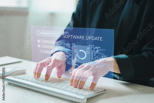 Update software application upgrade technology concept. Software update or Operating system, patch update, updating progress bar, Install app patch, new version, Improved security, program downloading