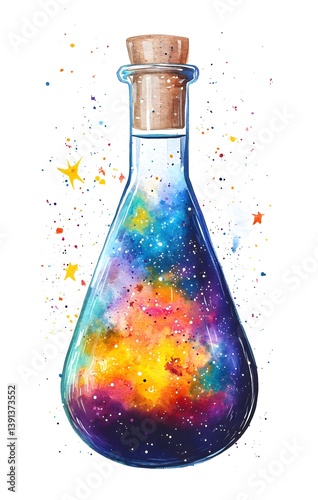 Mystical potion in a glass bottle