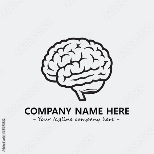 Brain illustration black and white for logo company vector image
