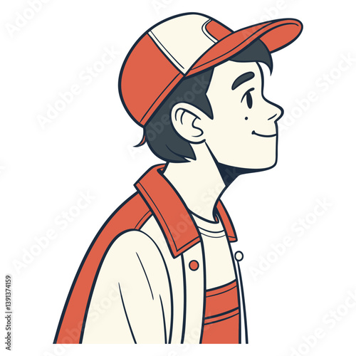 Cartoon man in a white shirt and cap vector