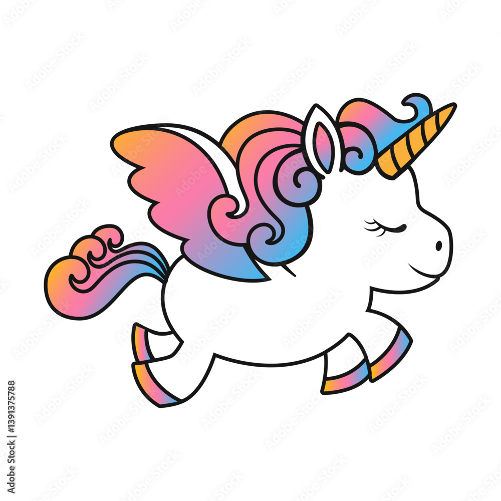Fototapeta premium Cute unicorn cartoon illustration vector design
