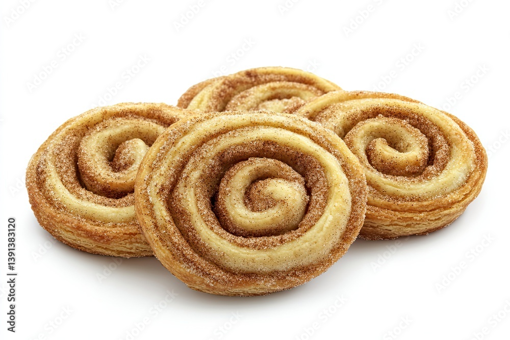 Fototapeta premium A realistic photo of Cinnamon Sugar Palmiers, hyper-realistic, isolated on white