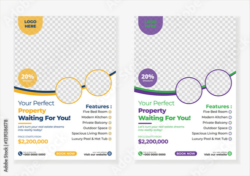 Professional a4 real estate home sale flyer template design