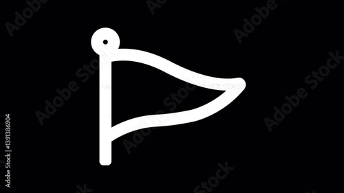 Icon pennant is distorted. Glitch. Noise, chromatic aberration, geometric distortion. Transparent background, looped. In-Out looped. Alpha BW at the end