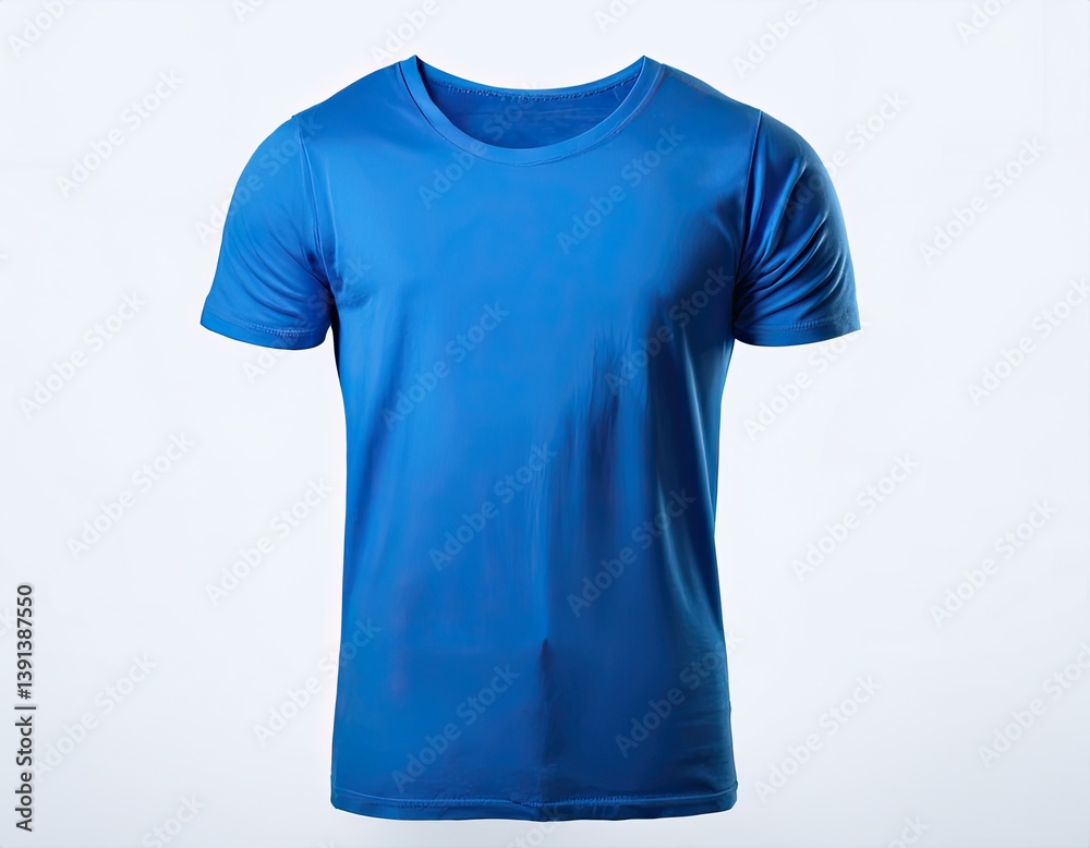 Mockup t-shirt, short sleeve in blue. Isolated on white background. Art for presenting logo, logotype, logotype, print. Mockup t-shirt, short sleeve in blue. Isolated on white background. Art for presenting logo, logotype, logotype, print.