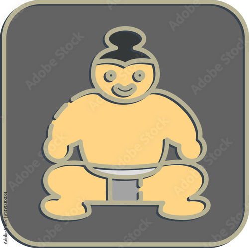 Icon sumo. Japan elements. Icons in embossed style. Good for prints, posters, logo, advertisement, infographics, etc.