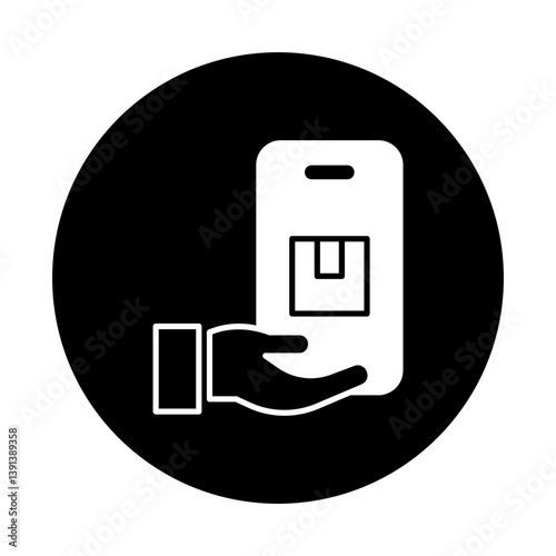 Hand receiving a package from a smartphone