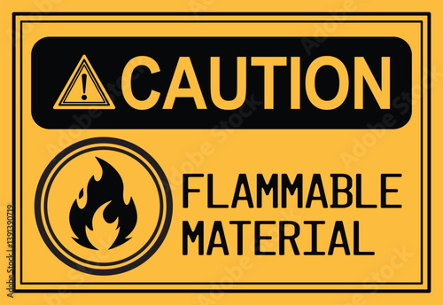 Flammable material caution sign board illustration, suitable for warning projects
