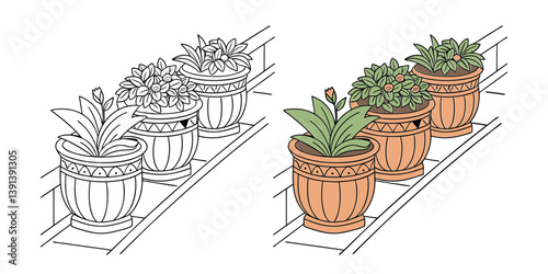 A cactus and flowers in a pot bring Terracotta Planters set nature indoors as a charming home decoration near a window