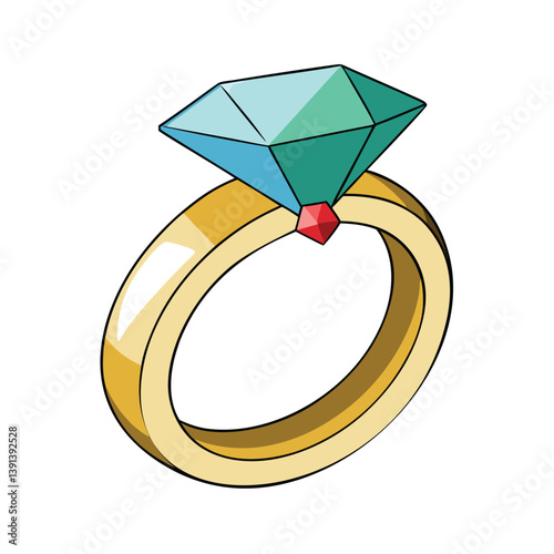 Gold Ring with Sparkling Gemstone. Vintage Jewelry Design