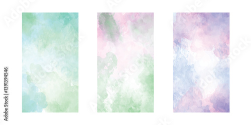 A set of watercolor backgrounds of delicate colors for set of vector colorful watercolor backgrounds for business card or flyer template 