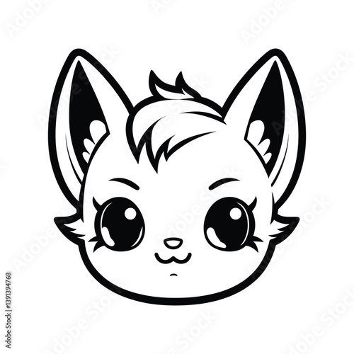 Cute Cartoon Cat Face