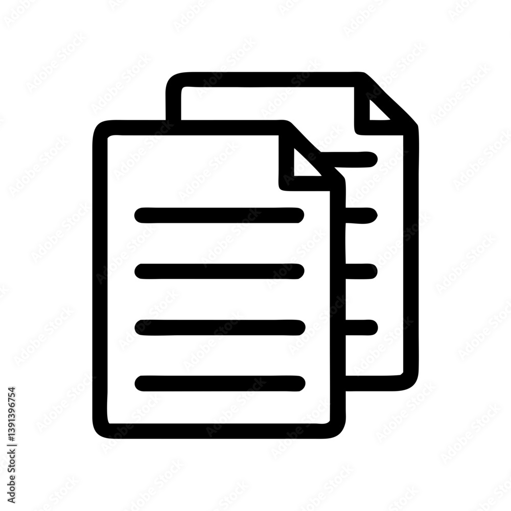 Two Stacked Documents Representing File Copy or Archive Icon Design Two Stacked Documents Representing File Copy or Archive Icon Design