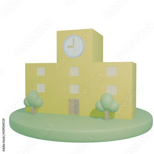 学校　イラスト 3D