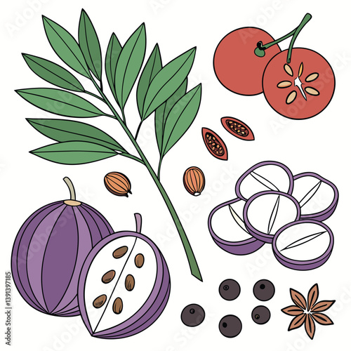 Jabuticaba, Frutas, verduras, alimentos, temperos, comida. Isolados em fundo branco.  
