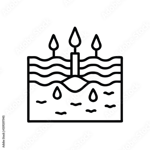 Soil Layers With Water Saturation Graphic Icon Representing Ground Water Recharge