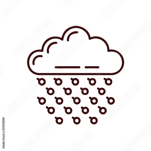 Simple Cloud Outline Icon With Heavy Rain Drops Illustration Design
