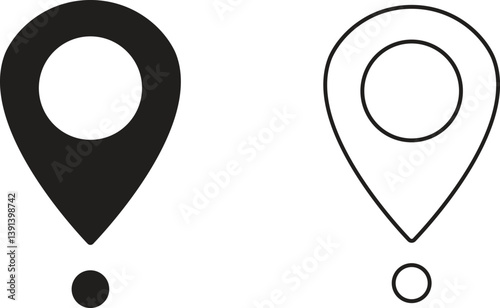 Set of map pin location icons. Modern map markers vector isolated on transparent background. GPS location symbol collection. Modern map markers global positioning system and travel destinations.