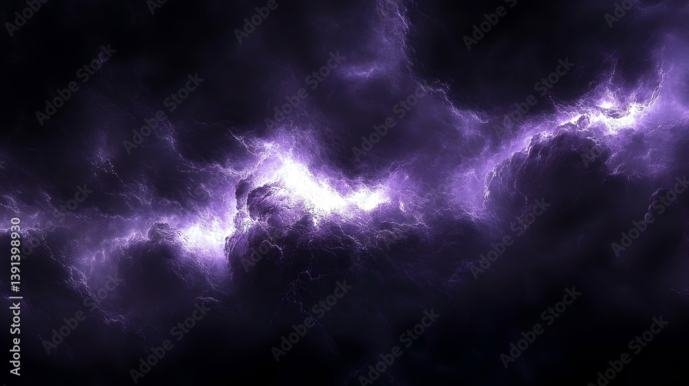 Obraz premium Dramatic purple lightning storm cloudscape.
