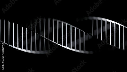 White Artificial DNA Strand on Dark Futuristic Science Background