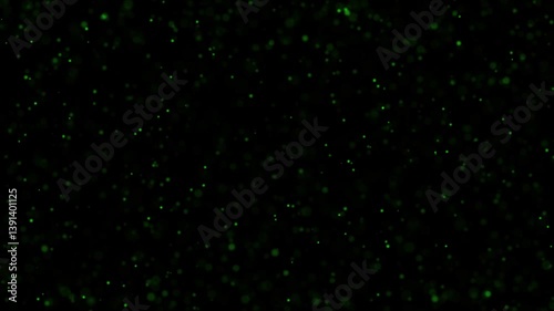 Abstract flickering green glowing fireflies loop animation.