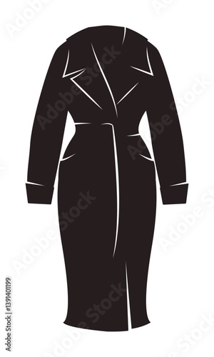 Black silhouette of a woman's coat. Fashion and style.
