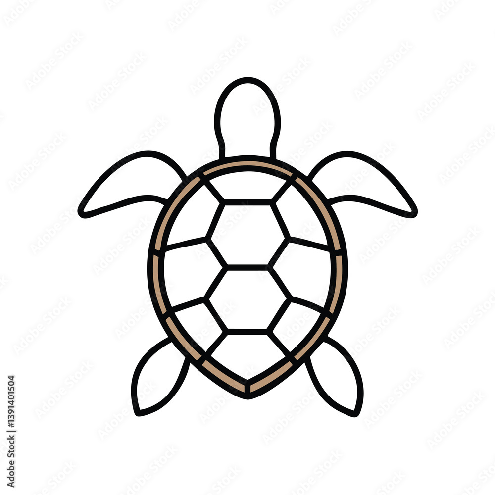 Obraz premium Turtle Outline Vector Illustration Simple Graphic Design Isolated On White Background
