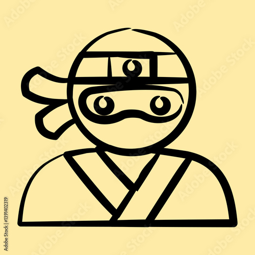 Icon ninja. Japan elements. Icons in hand drawn style. Good for prints, posters, logo, advertisement, infographics, etc.