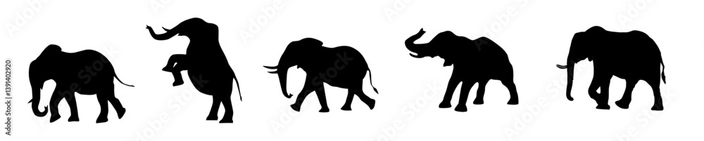 Set of elephant silhouette. vector. editable Set of elephant silhouette. vector. editable
