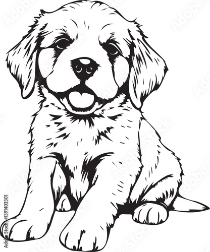 Cute puppy. Hand drawn vector illustration