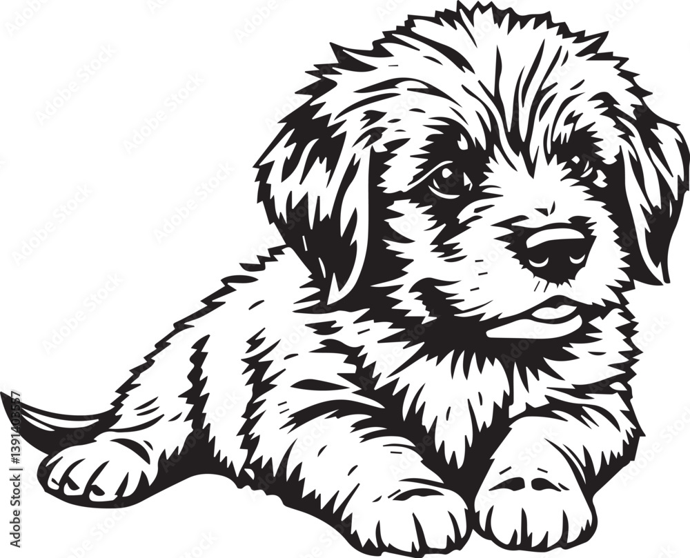 Obraz premium Cute puppy. Hand drawn vector illustration