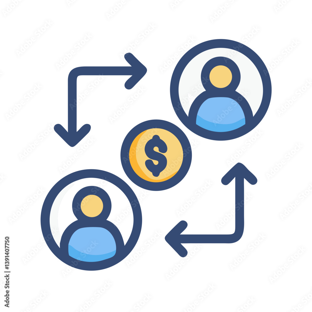 User Exchanging Money Transaction Icon Design User Exchanging Money Transaction Icon Design