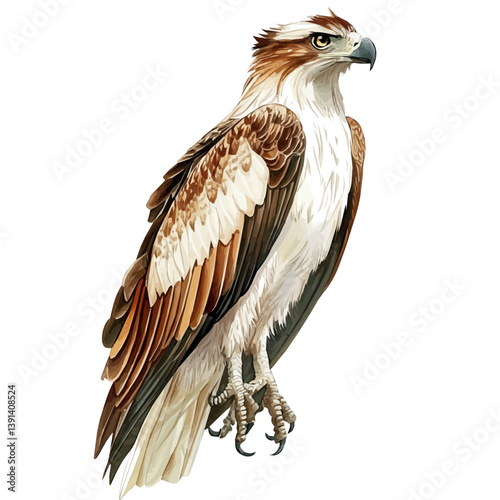 Philippine eagle, watercolor illustration, isolated on a white background.


