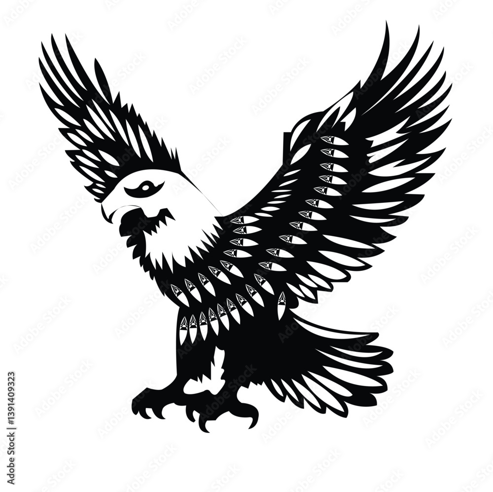 Obraz premium Eagle Silhouette - Patriotic Flying Eagle Clipart