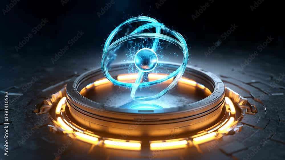 3d object technology atom cell molecule animation