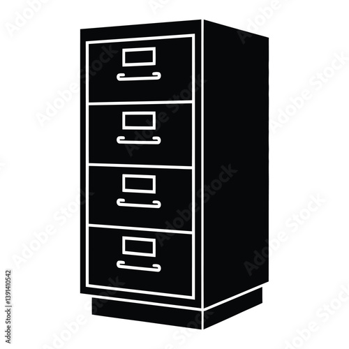 File Cabinet Silhouette, Vector, Icon, Logo, White Background.