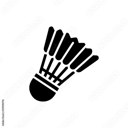 Flat Icon of Shuttlecock with Visible Feather Shape for Badminton