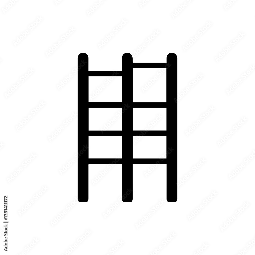 Silhouette of Sports Ladder with Rungs in Flat Style Silhouette of Sports Ladder with Rungs in Flat Style