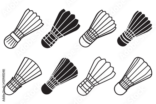 shuttlecock icon vector, line art