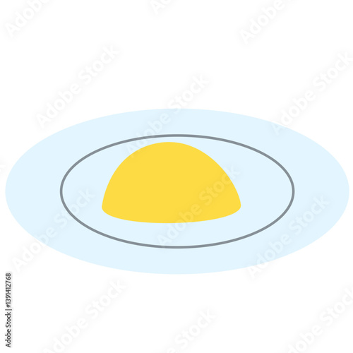 Flat vector illustration of a white plate with leftover food traces in red and yellow. Ideal for educational visuals, hygiene posters, dishwashing concepts, or kitchen-related graphic design elements.