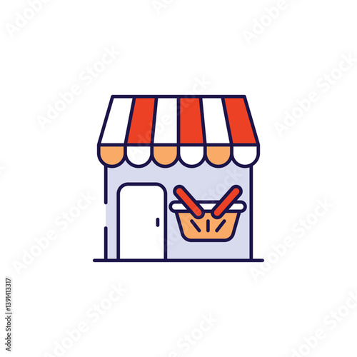 Grocery Shop icon design with white background stock illustration