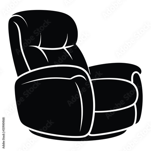 Recliner Silhouette, Vector, Icon, Logo, White Background.