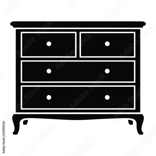 Dresser Silhouette, Vector, Icon, Logo, White Background.