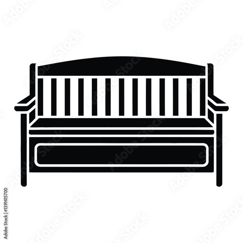 Storage Bench Silhouette, Vector, Icon, Logo, White Background.