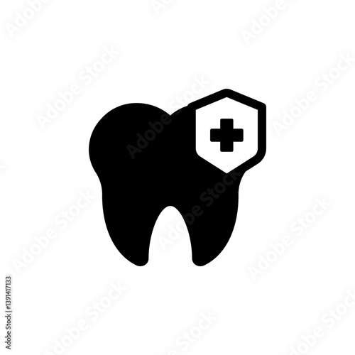 tooth with a shield icon. representing dental protection, care, and health. Suitable for dental clinics, hygiene product advertising, and educational materials