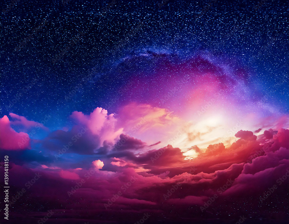 Fototapeta premium 360 degree equirectangular projection space background with nebula and stars, environment map. HDRI spherical panorama